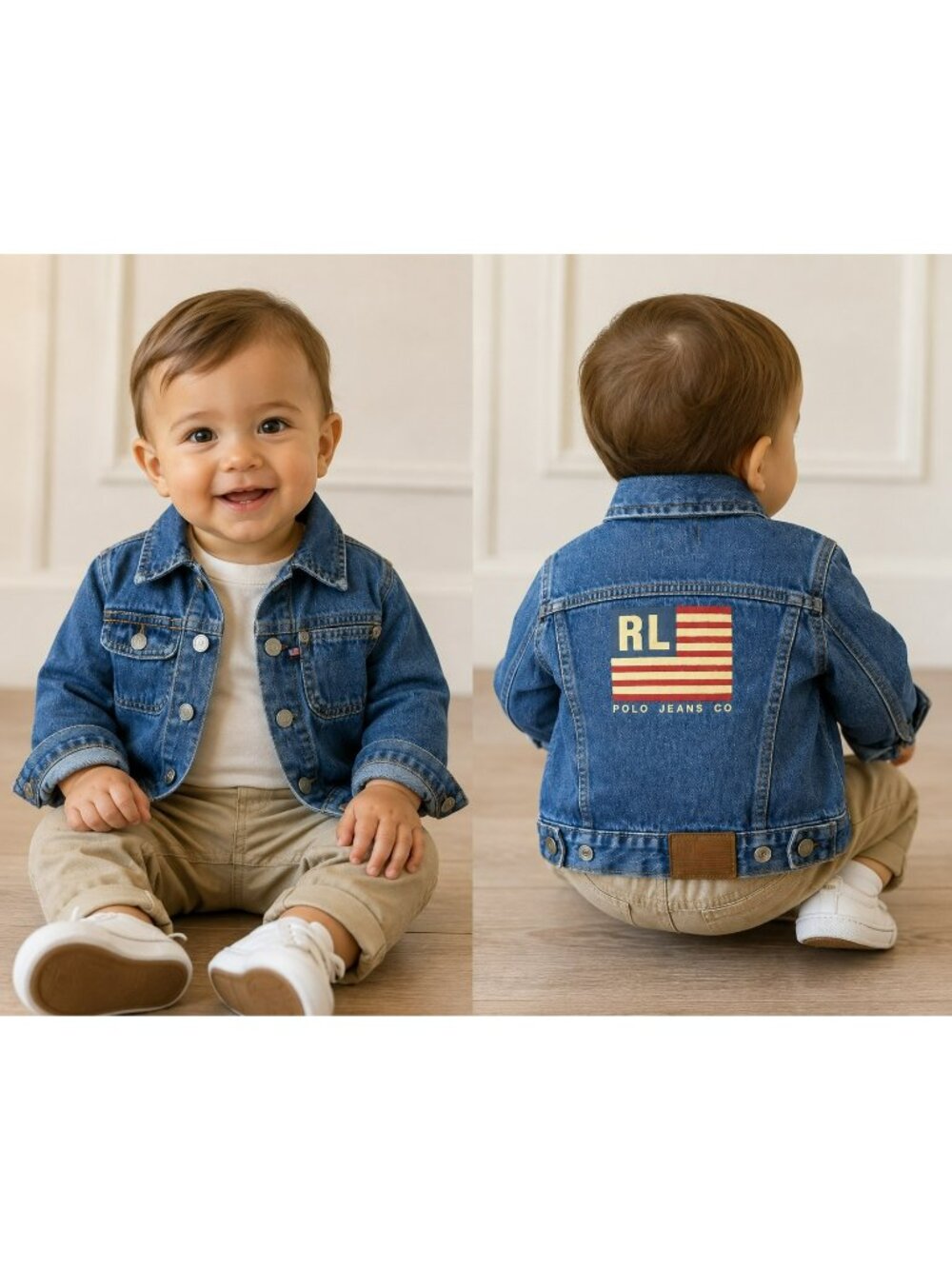Polo Jeans Co. Ralph Lauren Baby Denim Jacket S/M 3-12M Button-Up Blue Cotton